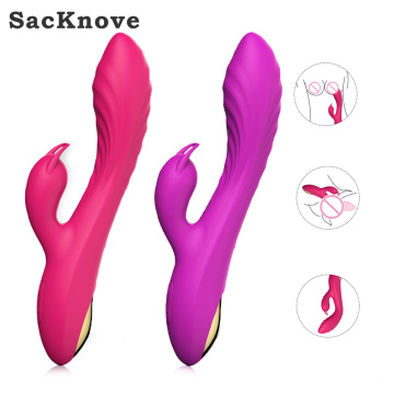 SacKnove Electric Silicone Dildo Massager Sexual USB Rechargeable Female Vaginal G Spot Couple Adult Sex Toys Rabbit Vibrator